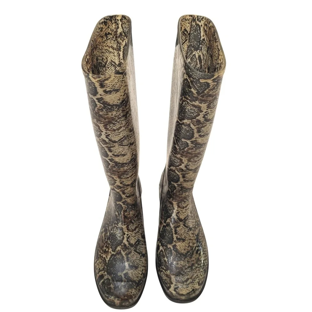 Nicole Miller New York Rainy Day Python Print Rubber Muck Boots Women 8 - Picture 4 of 9